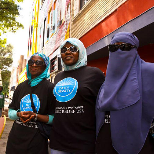 Muslim Women Participating in Day of Dignity for Homeless and Needy