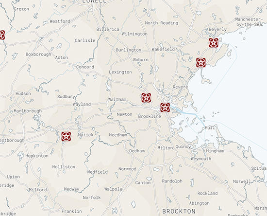 Map of Pagan Centers in Boston