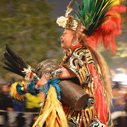 Drummer Accompanies Dancers During Dia De Los Muertos Event in Los Angeles